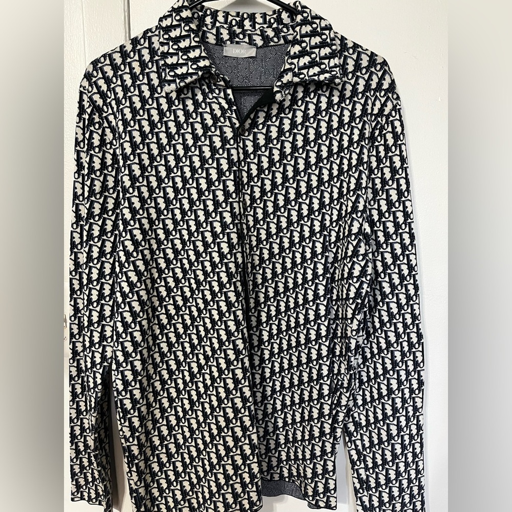 Dior Black and White Patterned Dress Shirt